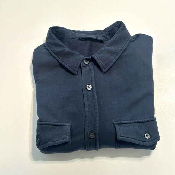 Vuori Shirt Mens Large Boulevard Button Down Collared Jacket Shacket Blue V281 - Picture 10 of 10